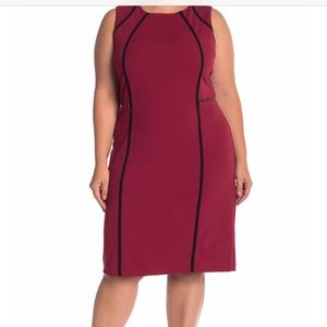 Pipe Trim Sheath Midi Dress